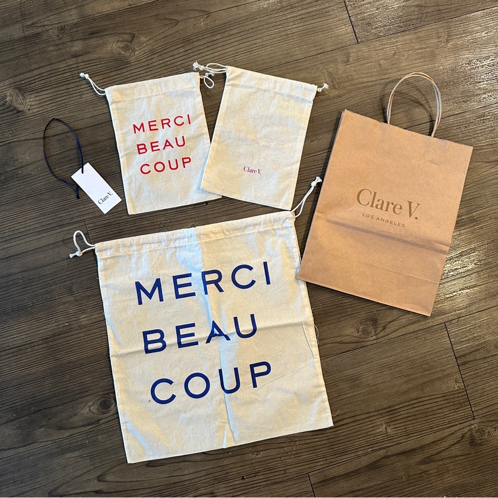 5 Pieces: Bundle of Clare V. Merci Beaucoup Drawstring Bags